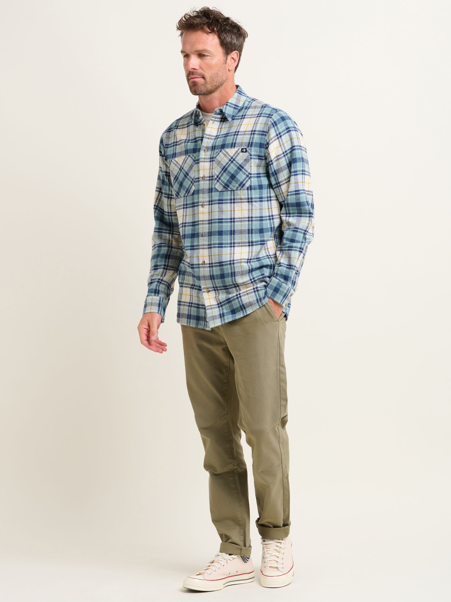 Brakeburn Long Sleeve Check Shirt, Blue/Multi at John Lewis & Partners