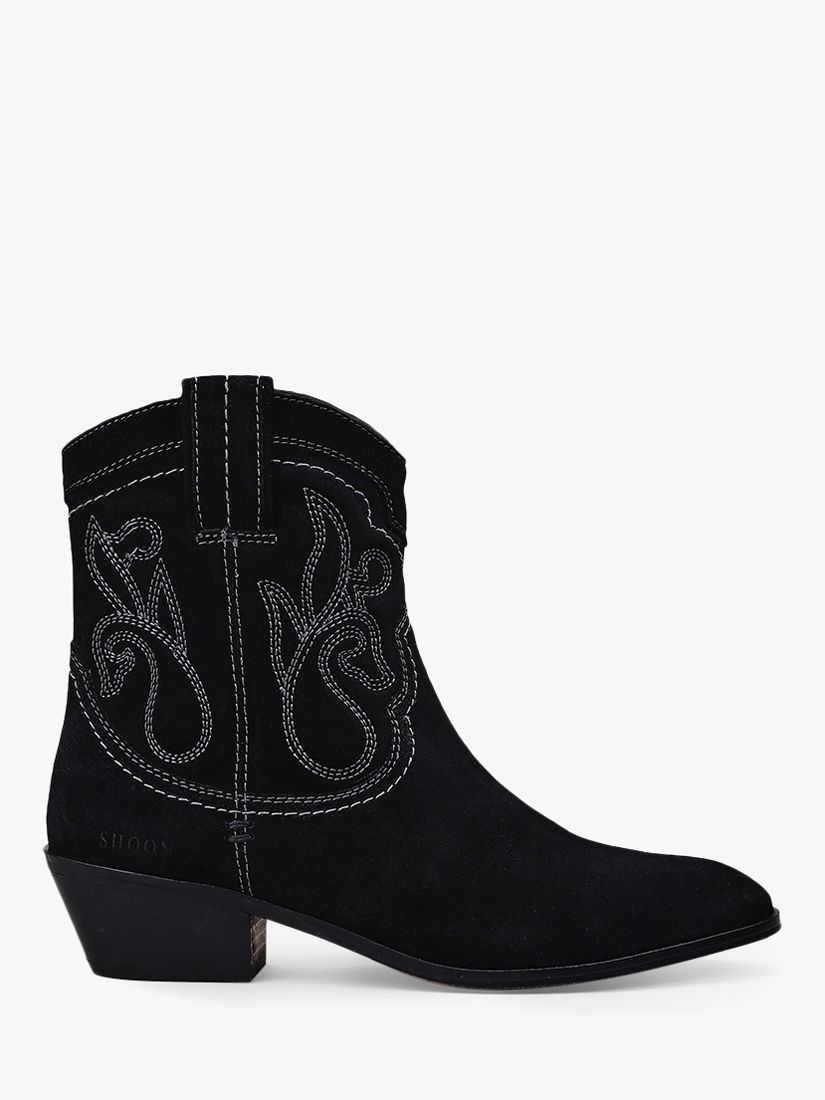 Moda in Pelle Linus Suede Cuban Heel Cowboy Boots, Black, 5