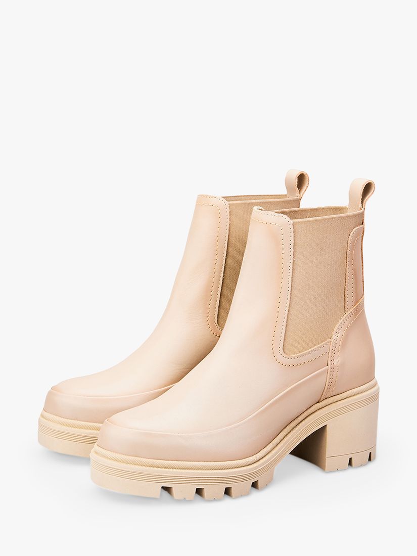 Buy Moda in Pelle Chella Leather Chunky Boots, Cream Online at johnlewis.com