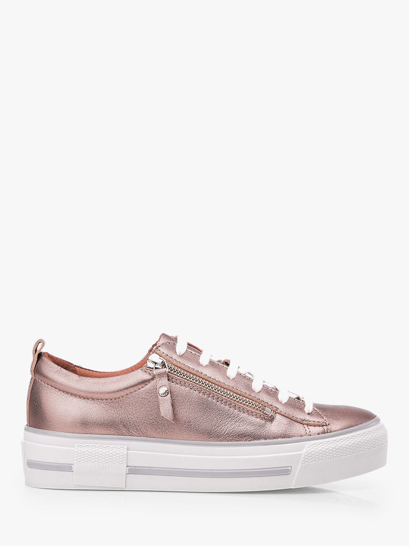 Moda in Pelle Filicia Leather Zip Up Trainers, Stone at John Lewis ...