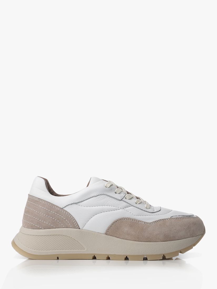 Moda in Pelle Shoon Adaggio Leather Trainers, White at John Lewis ...