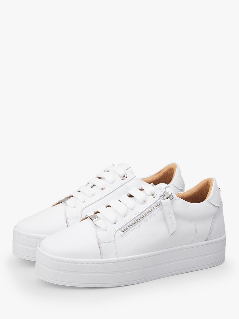 Moda in Pelle Abbiy Zip Detail Leather Trainers, White at John Lewis ...