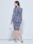 Jolie Moi Spot Print Ruched Waist Jersey Dress, Navy/Multi, Navy/Multi