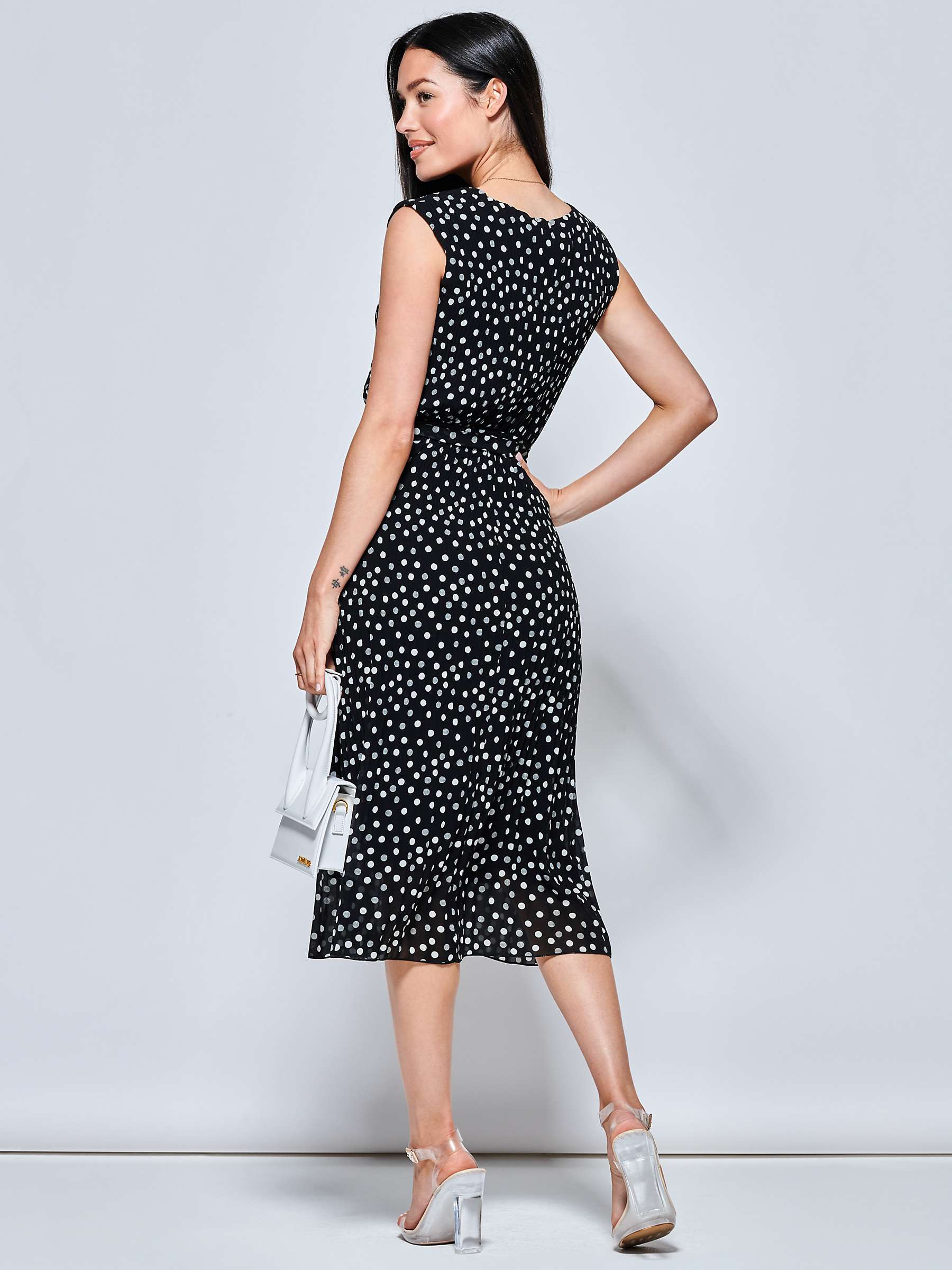 Buy Jolie Moi Haniya Spot Midi Chiffon Dress, Black Online at johnlewis.com