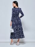 Jolie Moi Chain Print Long Sleeve Maxi Dress, Navy, Navy