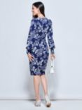 Jolie Moi Floral Print Ruched Waist Jersey Dress, Navy/Multi, Navy/Multi
