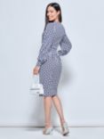 Jolie Moi Geometric Print Ruched Waist Jersey Dress, Navy/Multi