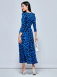 Jolie Moi Animal Print Long Sleeve Maxi Dress, Blue