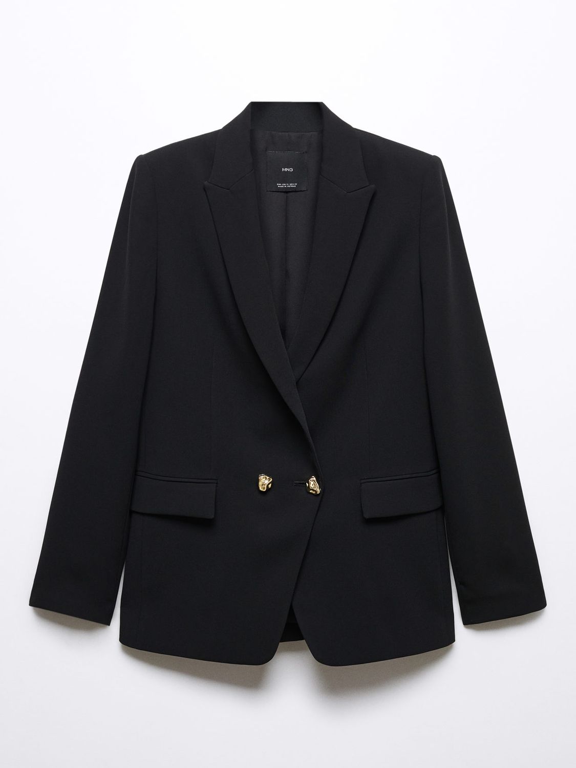 Mango Iguana Jewel Button Blazer, Black