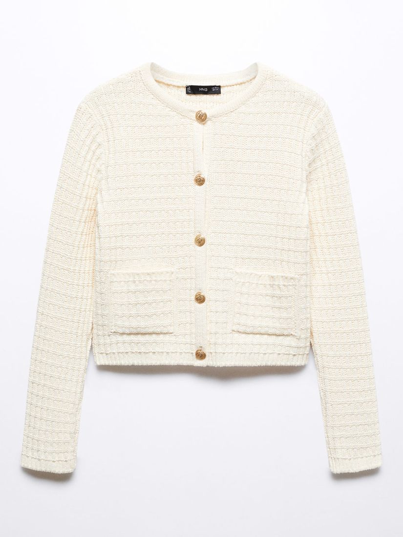 Mango Cuni Knitted Cardigan, Cream at John Lewis & Partners