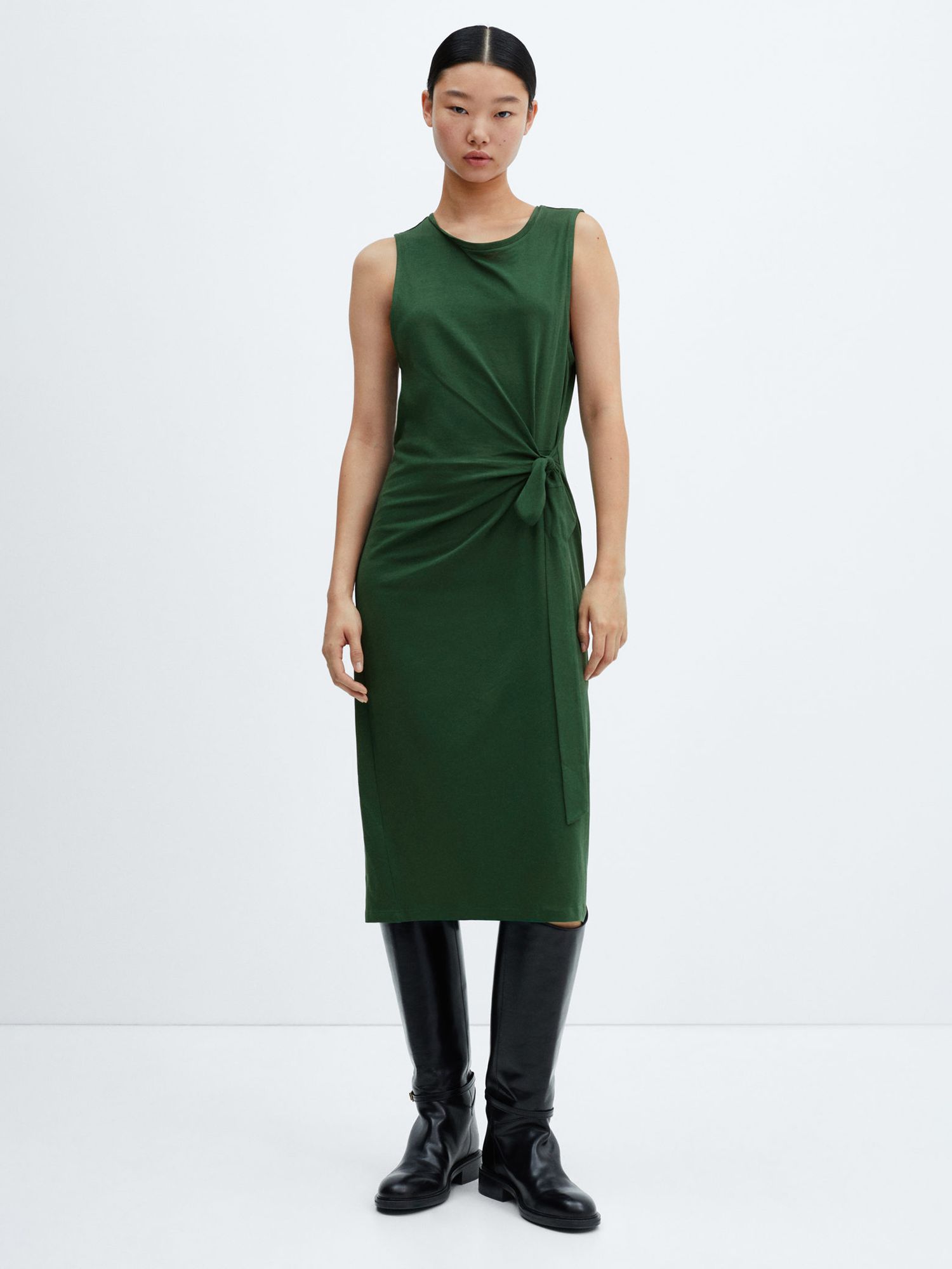 Mango Fertina Cotton Dress, Green at John Lewis & Partners