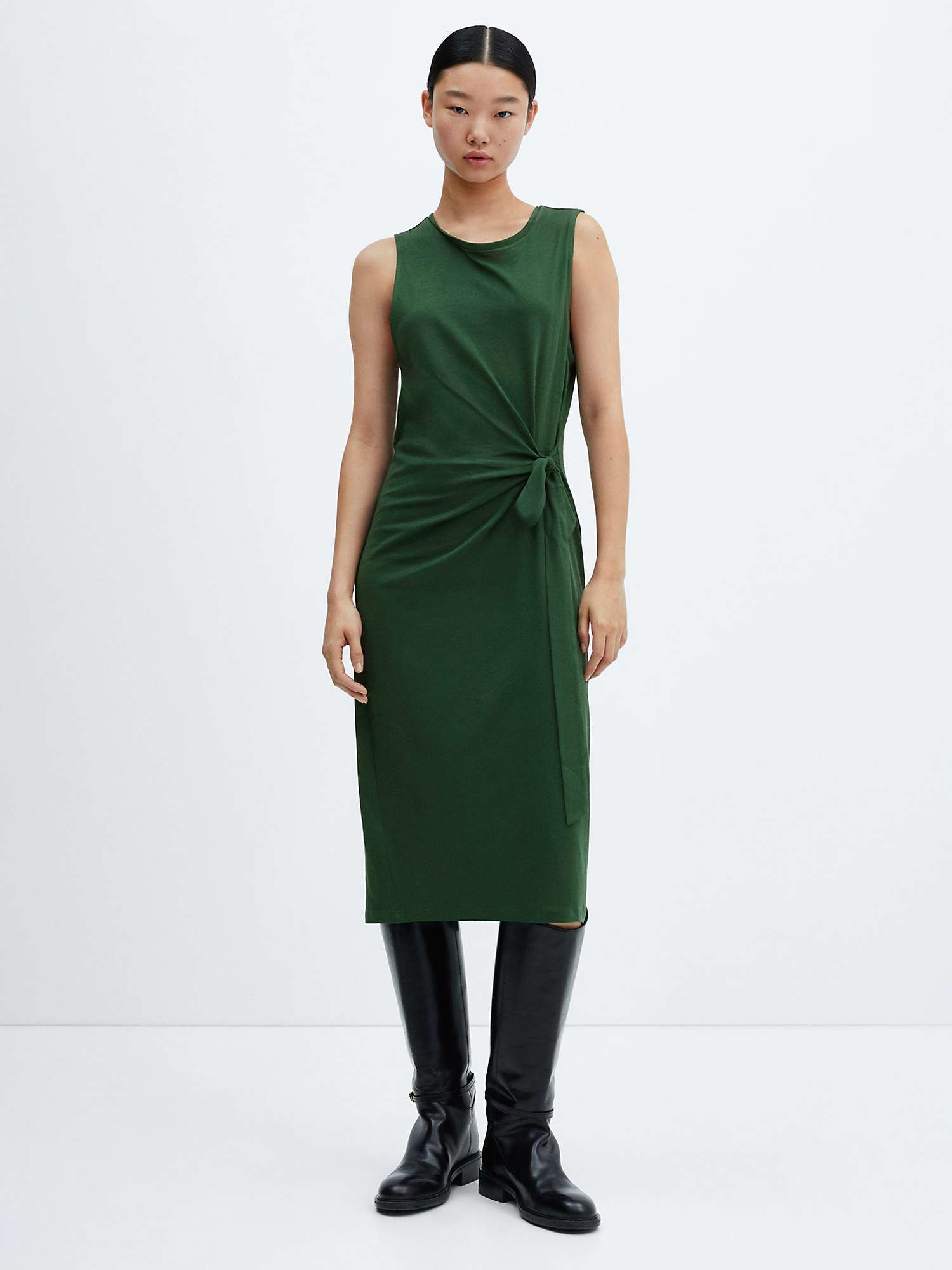 Mango Fertina Cotton Dress, Green at John Lewis & Partners