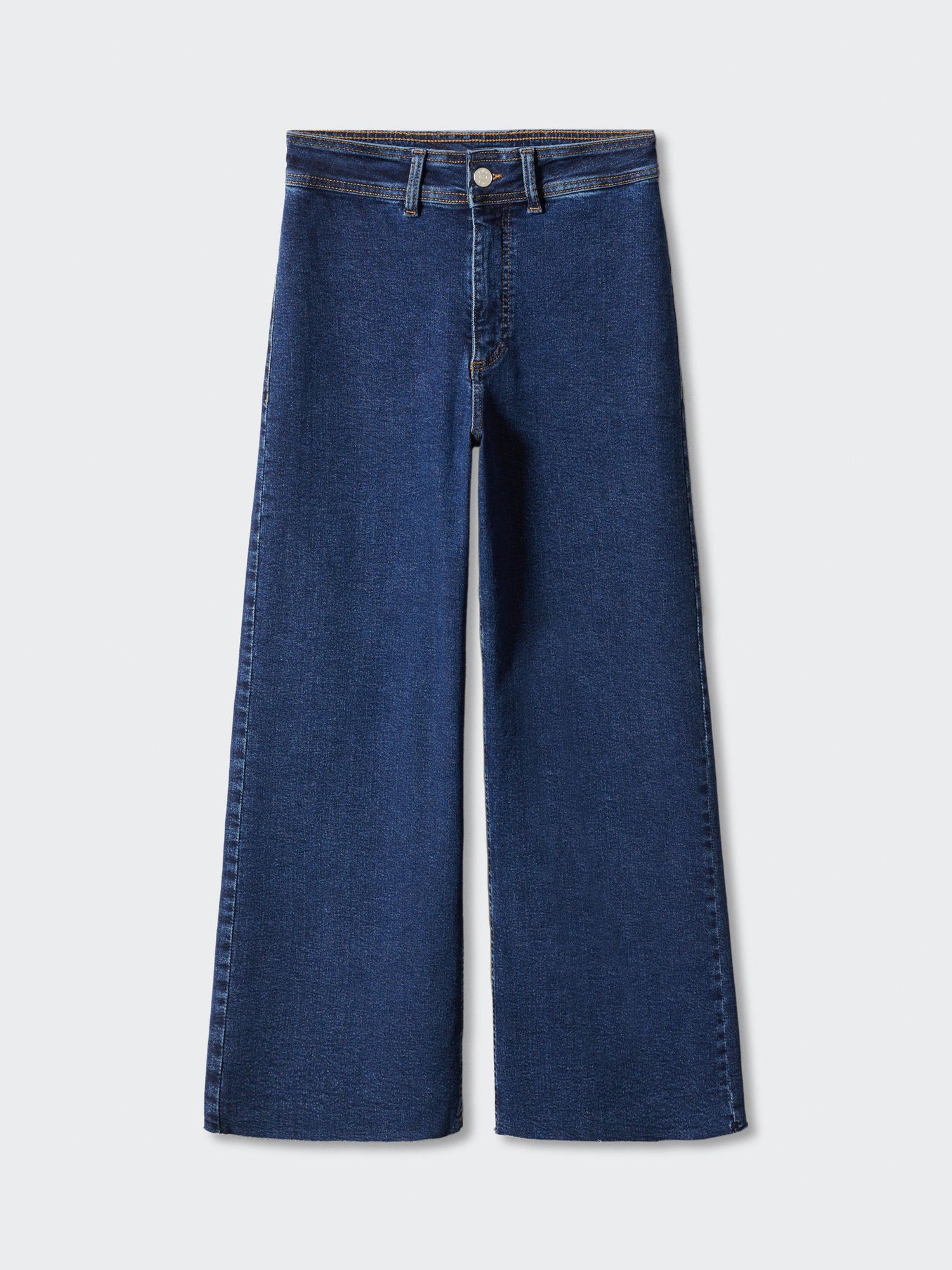 Mango Catherin Jeans Culotte High Waist, Open Blue at John Lewis & Partners