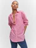 Mango Juanes Oversized Stripe Shirt, Bright Pink