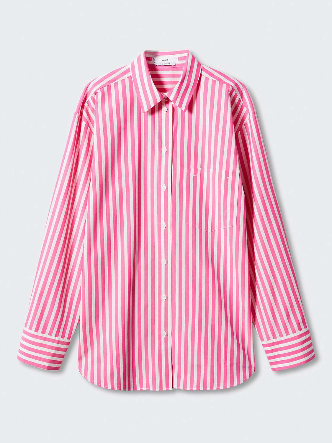 Mango Juanes Oversized Stripe Shirt, Bright Pink at John Lewis & Partners