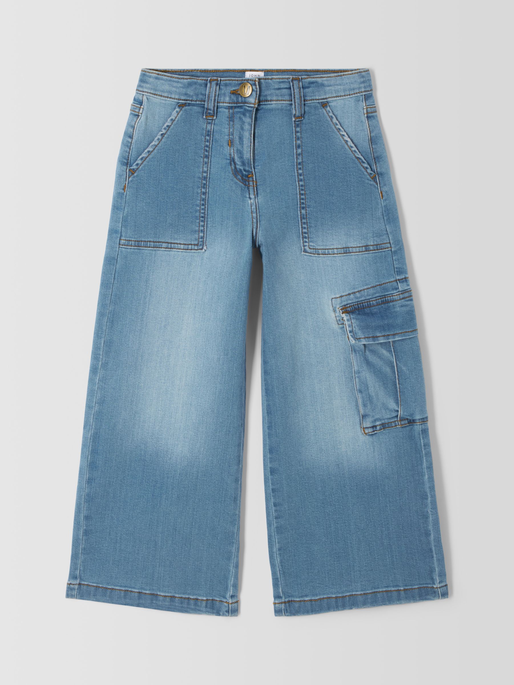 Buy John Lewis Kids' Cargo Wide Leg Jeans, Blue Online at johnlewis.com