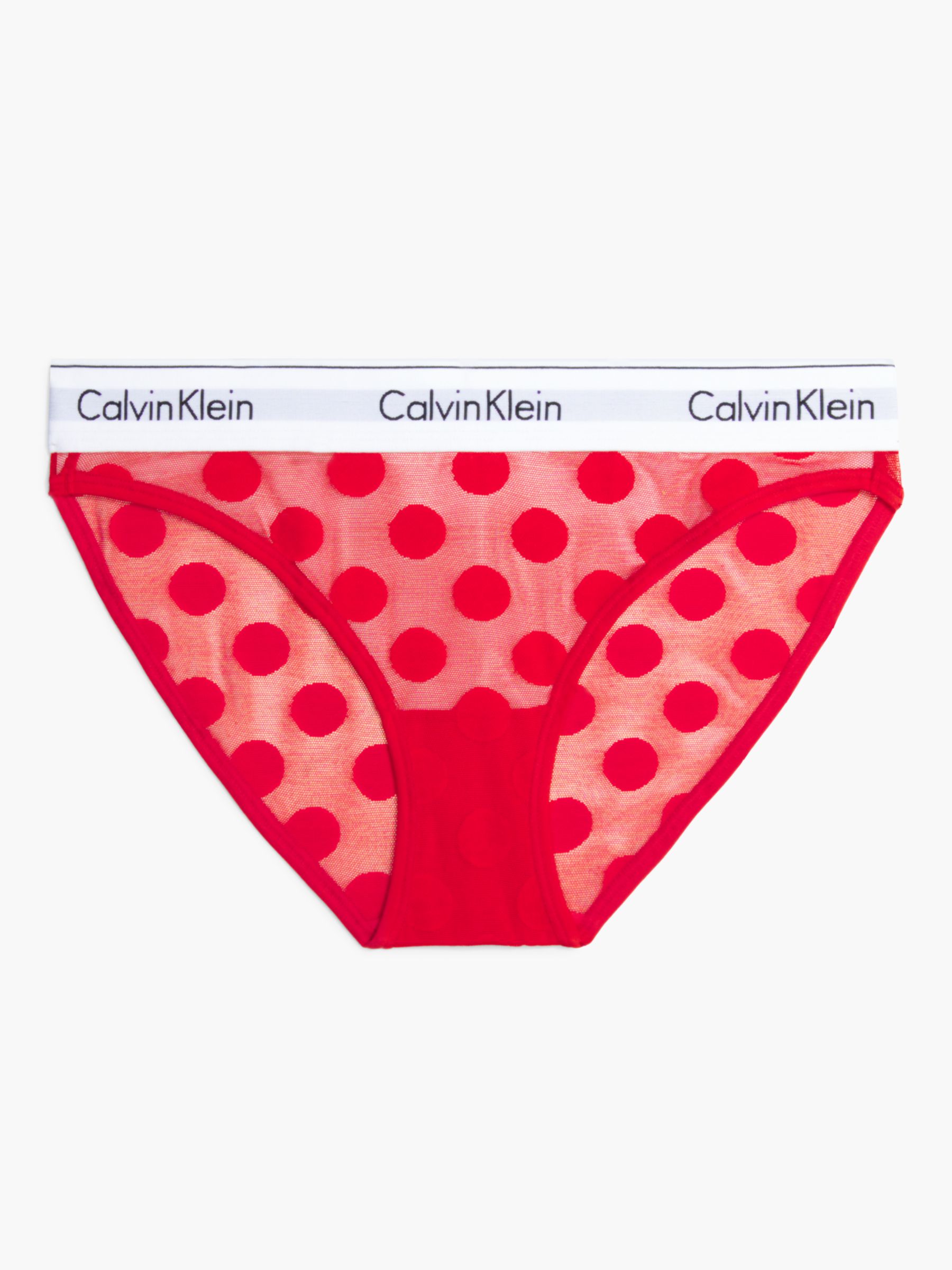 Calvin Klein Modern Cotton Polka Dot Bikini Briefs, Rouge, XS