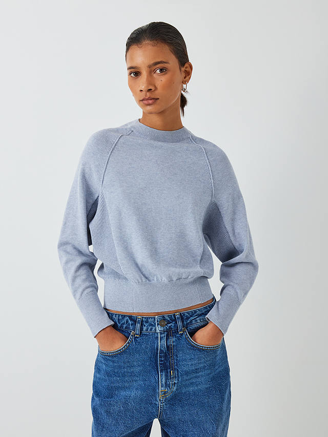 John Lewis Cotton Knitted Sweater, Denim Blue