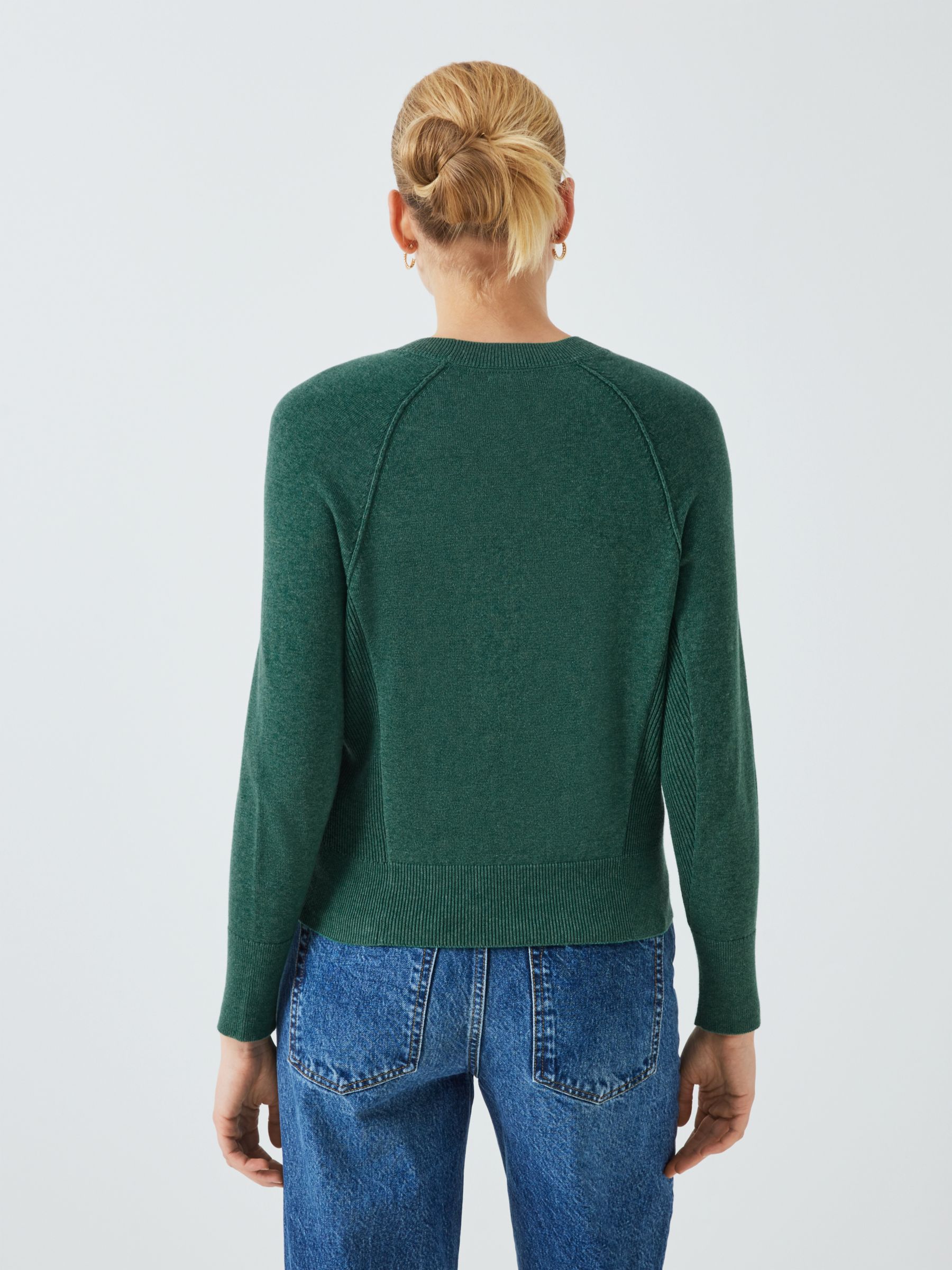 John Lewis Cotton Knitted Sweater, Smoke Pine, S