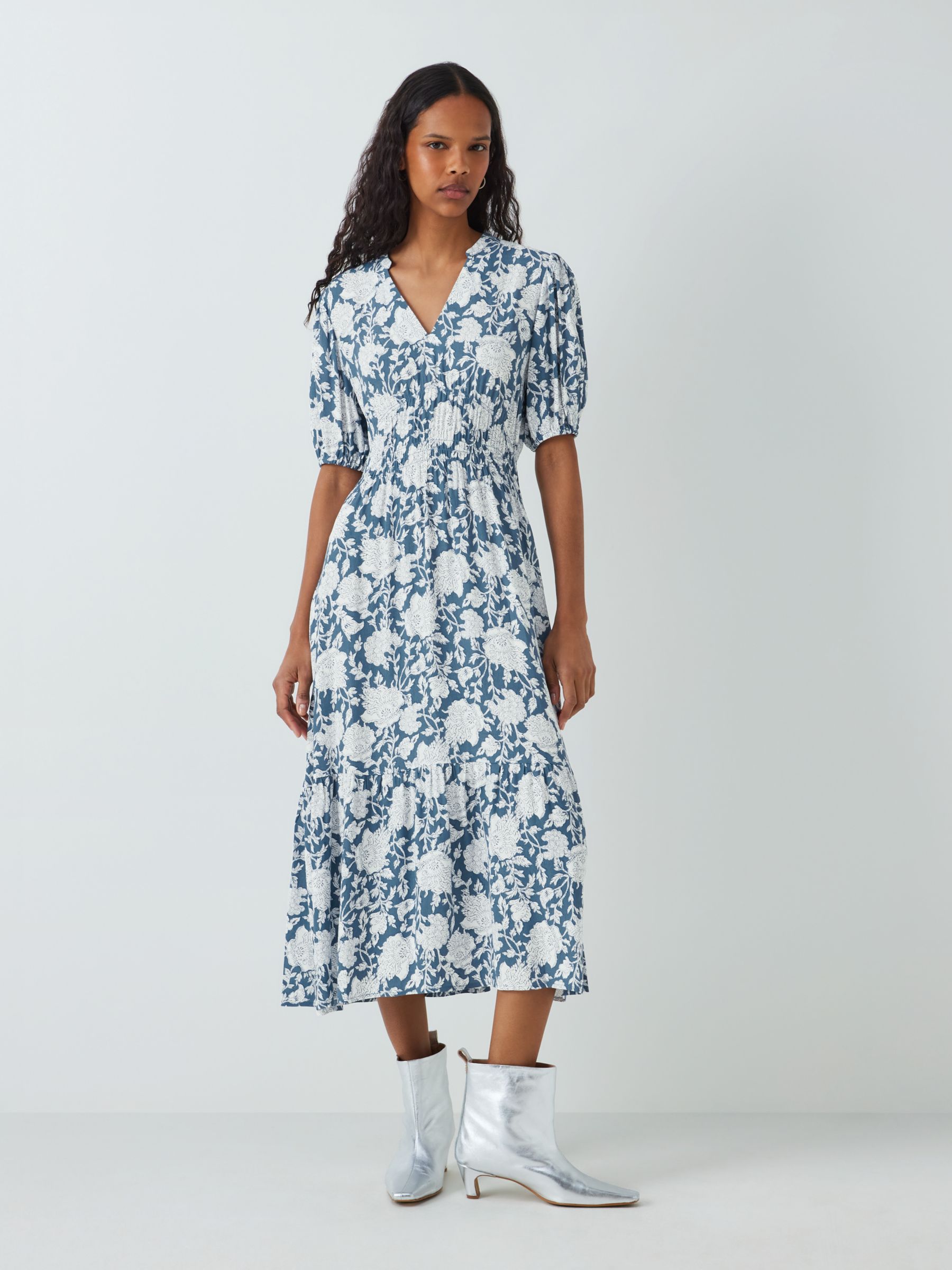 Plus Graphic Print Loose Midi Shirt Dress with Long Sleeve - HER Plus Size  by Ench