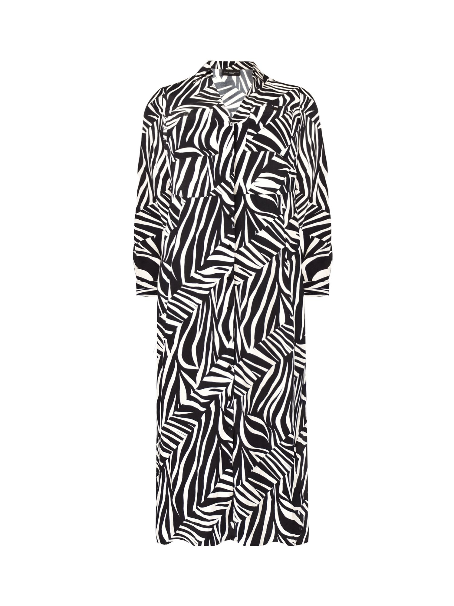 Buy Live Unlimited Curve Stone Linear Print Maxi Shirt Dress, Natural/Black Online at johnlewis.com
