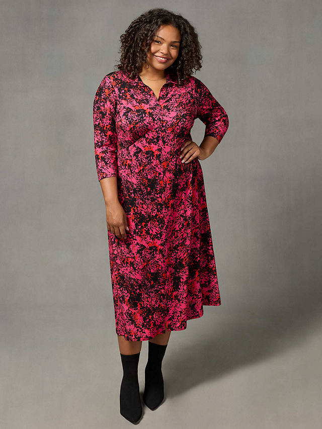 Live Unlimited Curve Floral Print Jersey Empire Seam Dress, Pink