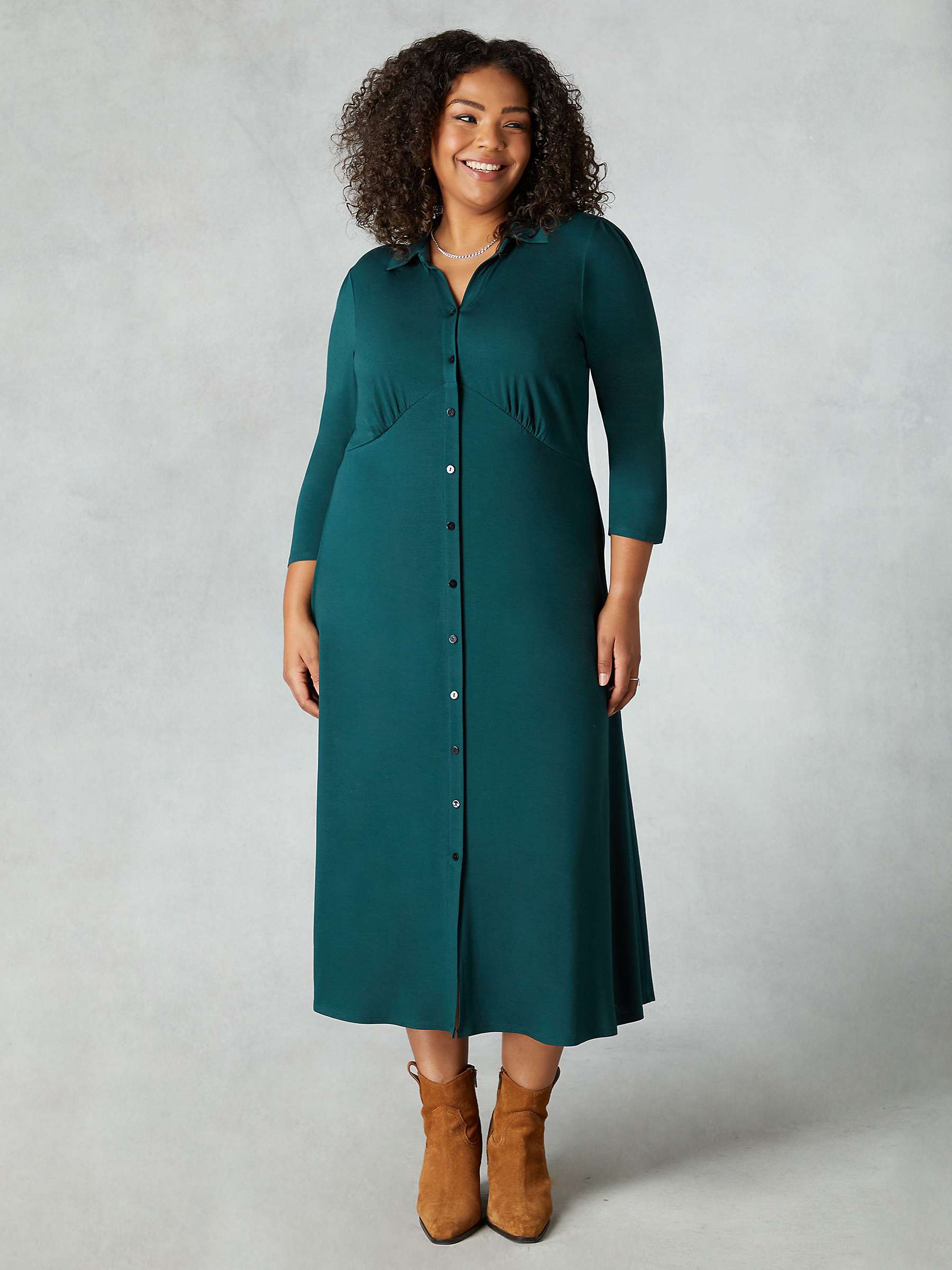 Buy Live Unlimited Curve Jersey Empire Seam Shirt Dress, Green Online at johnlewis.com