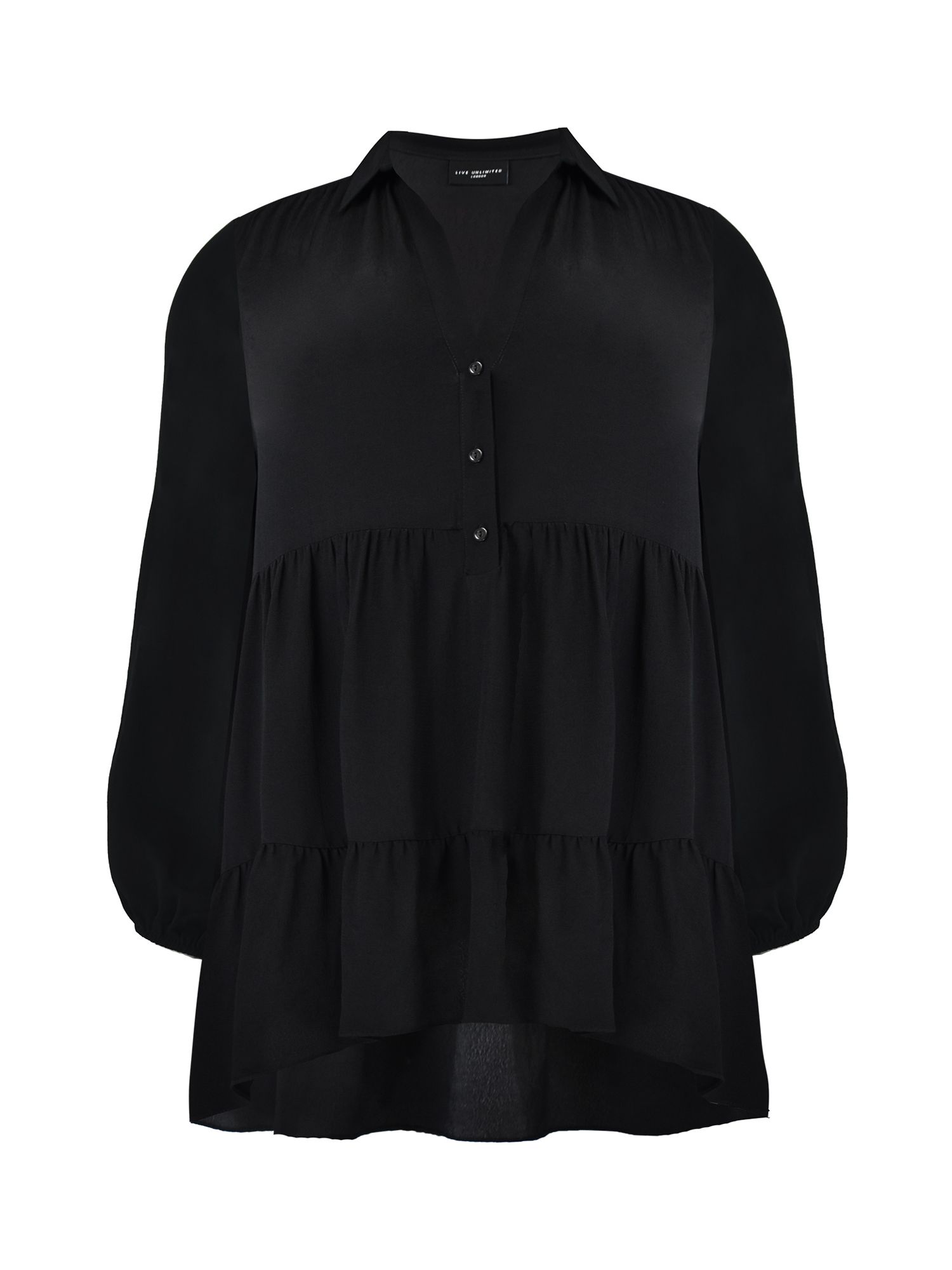 Live Unlimited Curve Tiered Tunic Top, Black at John Lewis & Partners