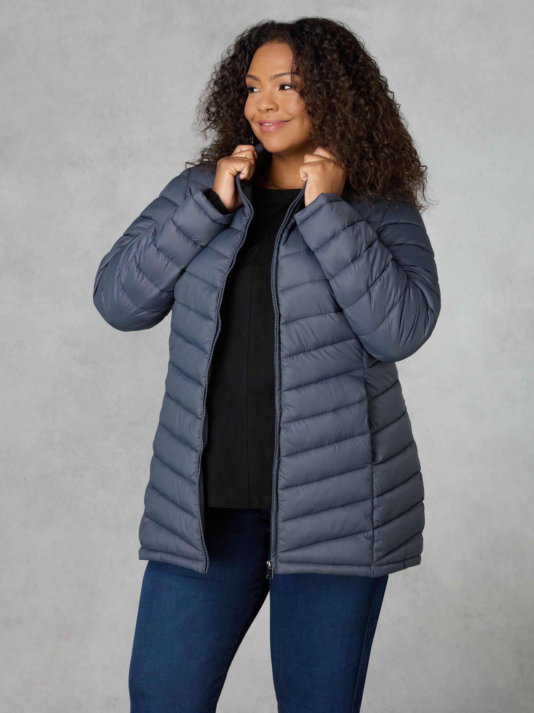 Live Unlimited Curve Packable Quilted Jacket, Grey at John Lewis & Partners