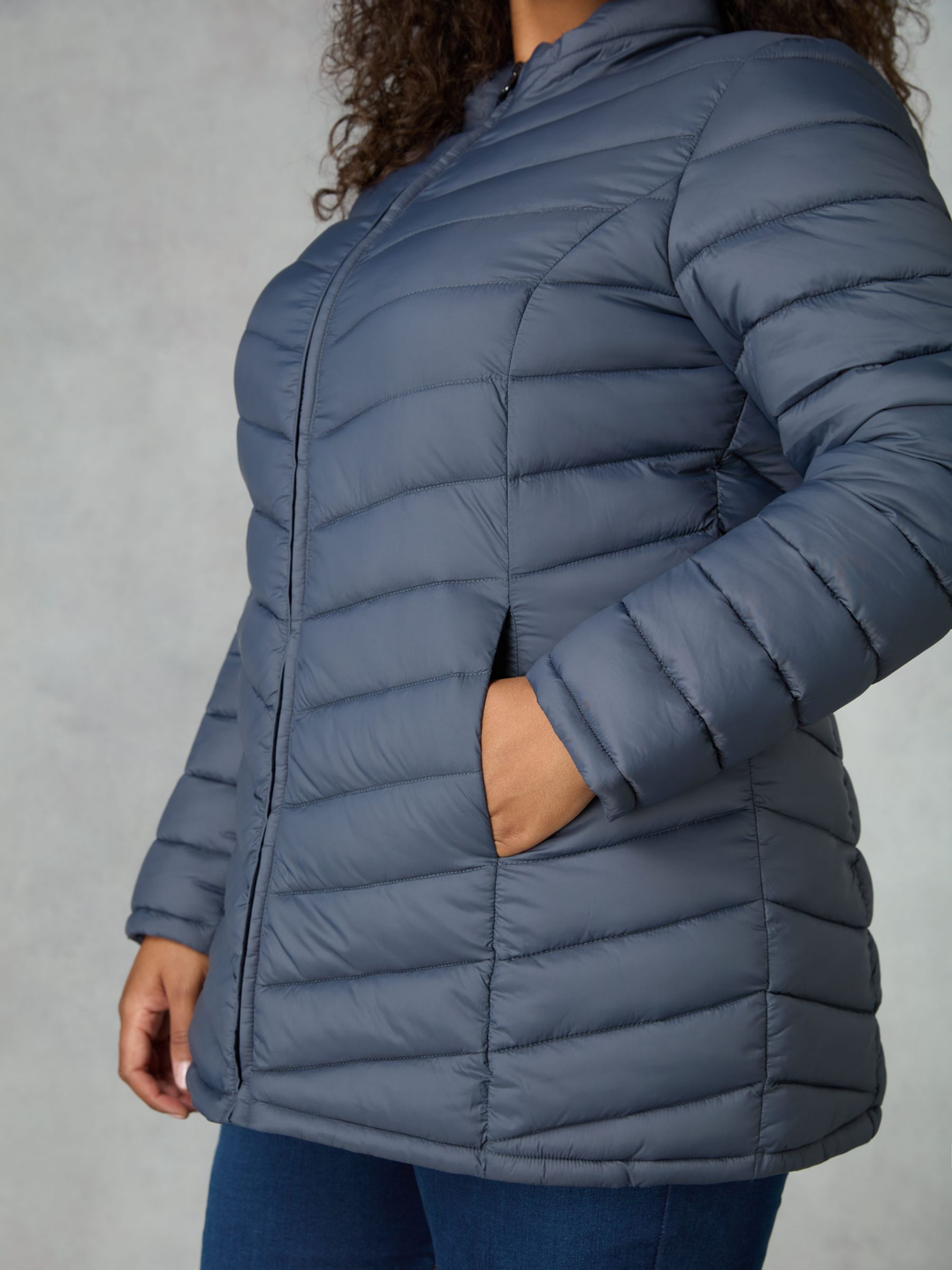 Live Unlimited Curve Packable Quilted Jacket, Grey at John Lewis & Partners