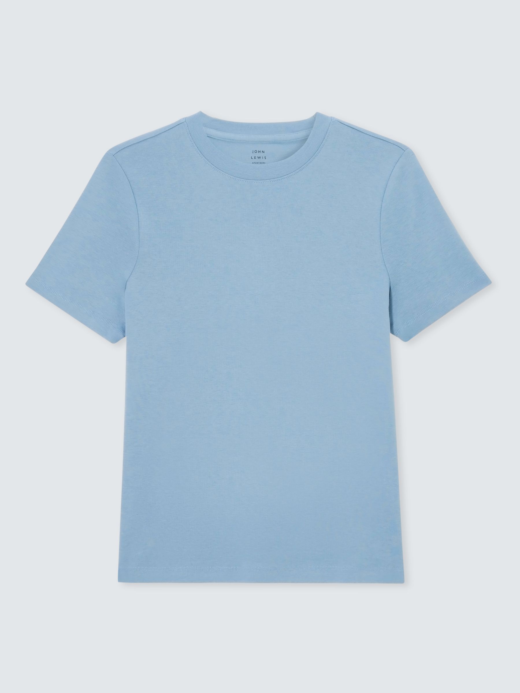 John Lewis Organic Cotton Short Sleeve Crew Neck T-Shirt, Dusty Blue, 12