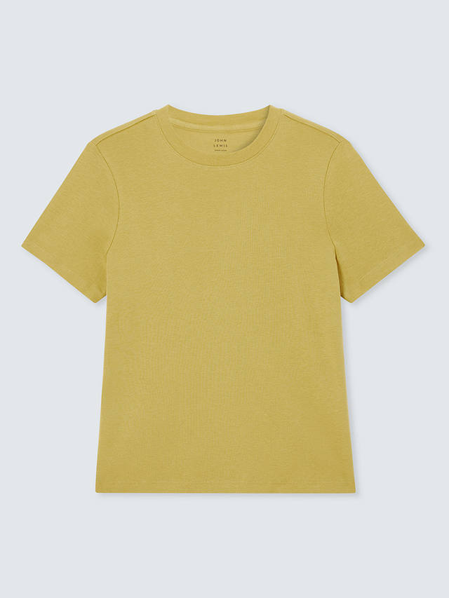 John Lewis Organic Cotton Short Sleeve Crew Neck T-Shirt, Olivenite