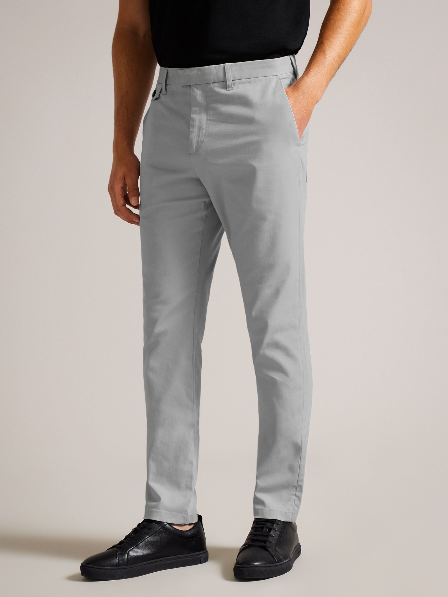 Ted Baker Haydae Slim Fit Textured Chinos, Grey Light at John Lewis ...