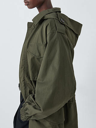 John Lewis Oversized Cotton Twill Military Jacket, Khaki