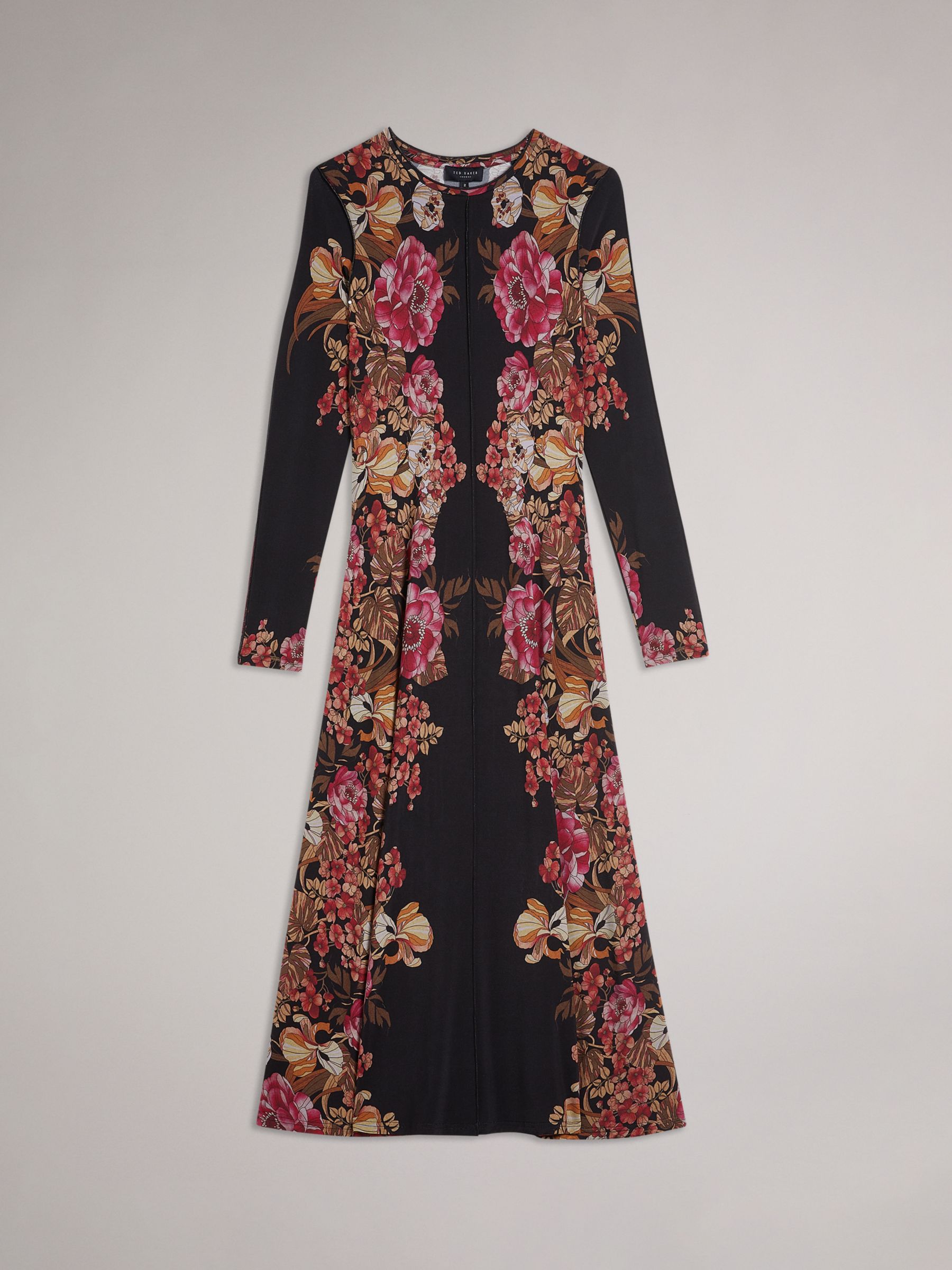 Ted Baker Analou Graphic Floral Midi Dress, Black/Multi at John Lewis ...