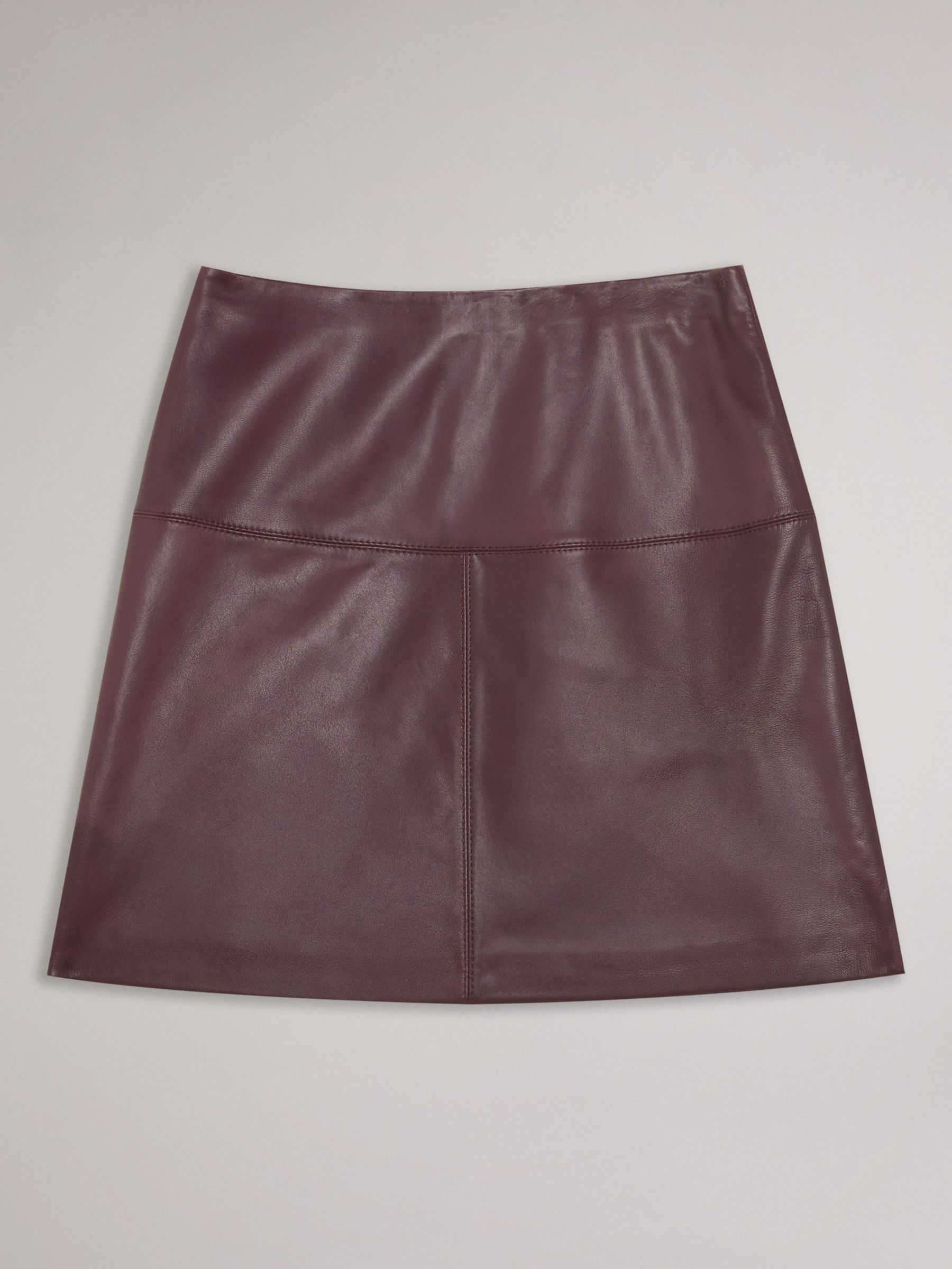 Buy Ted Baker Valiat Leather Mini Skirt, Dark Red Online at johnlewis.com