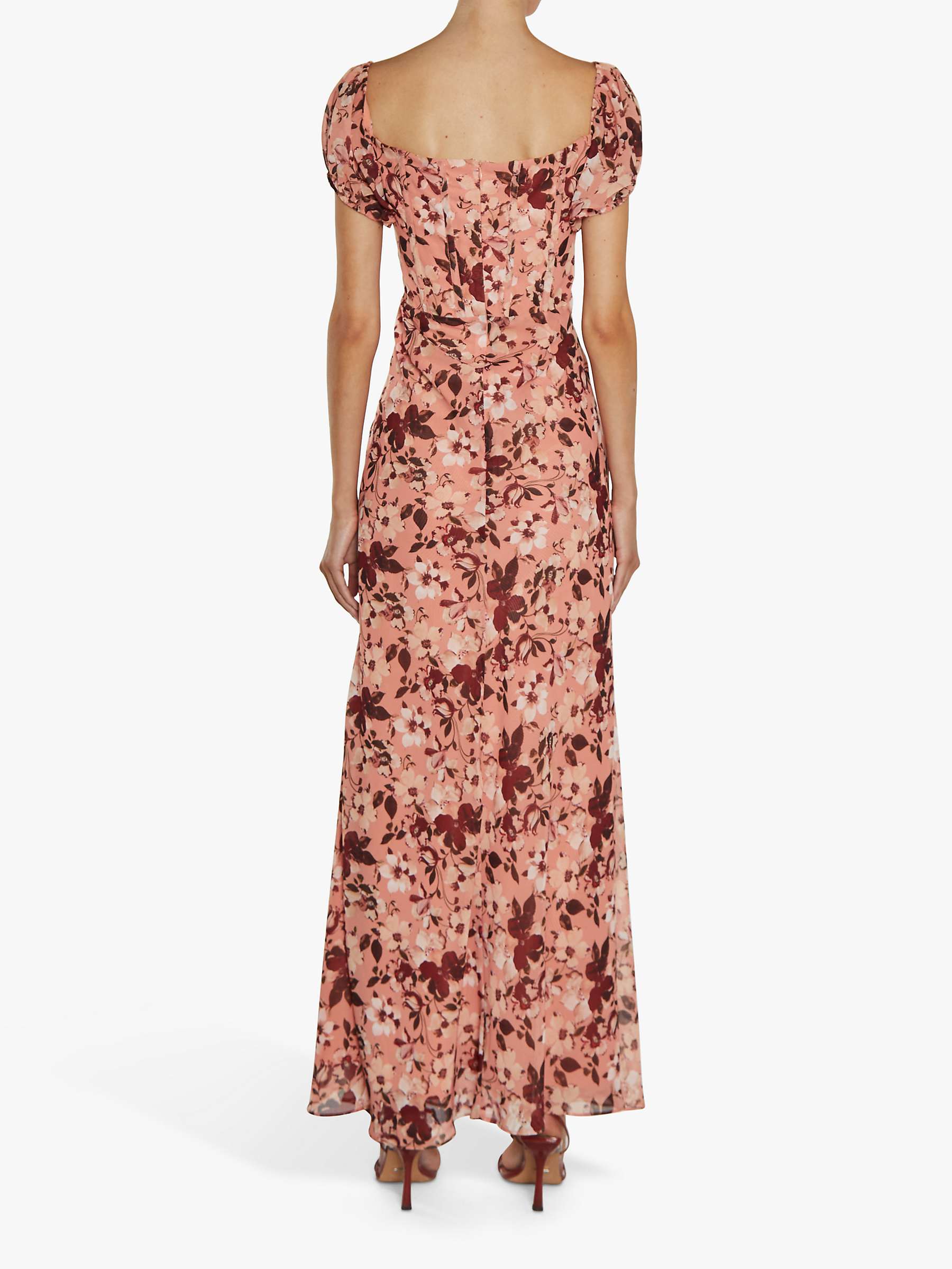 Buy True Decadence Francesca Floral Print Cowl Neck Corset Bodice Maxi Dress, Peach/Multi Online at johnlewis.com