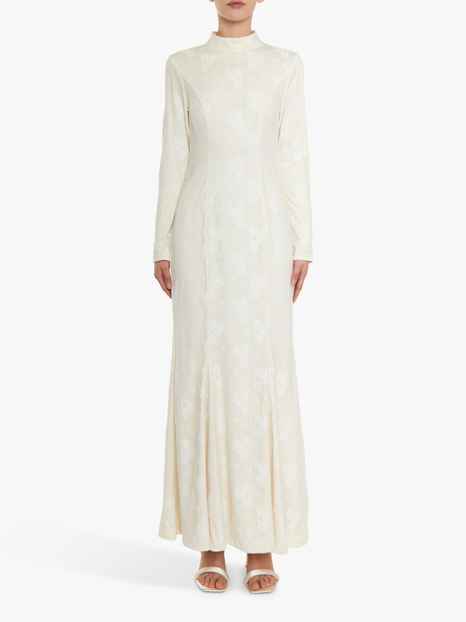 True Decadence Serenity Lace High Neck Maxi Dress, White at John Lewis ...