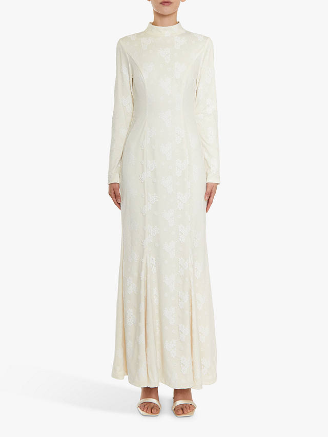 True Decadence Serenity Lace High Neck Maxi Dress, White