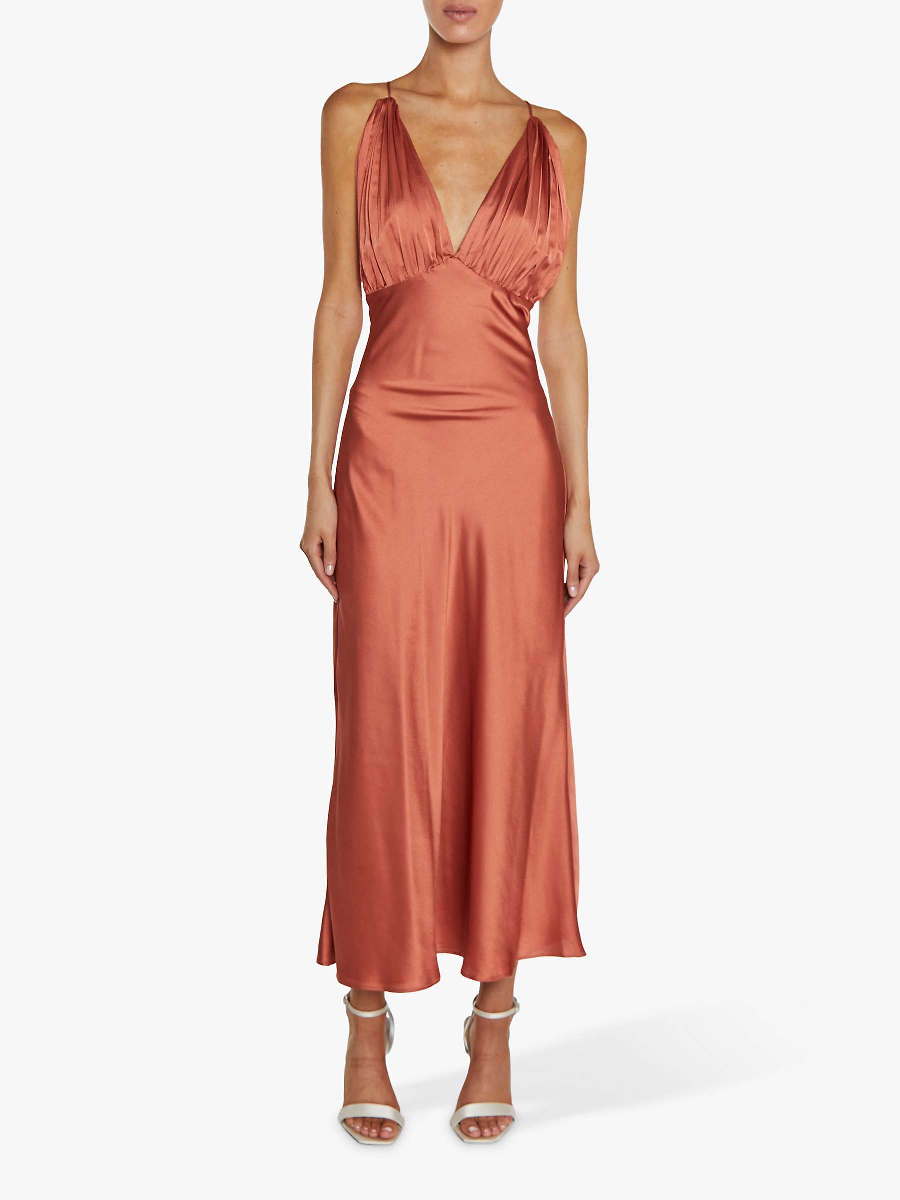 Buy True Decadence Marilyn Satin Pleated Halterneck Maxi Dress, Dusty Coral Online at johnlewis.com