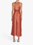 True Decadence Marilyn Satin Pleated Halterneck Maxi Dress, Dusty Coral