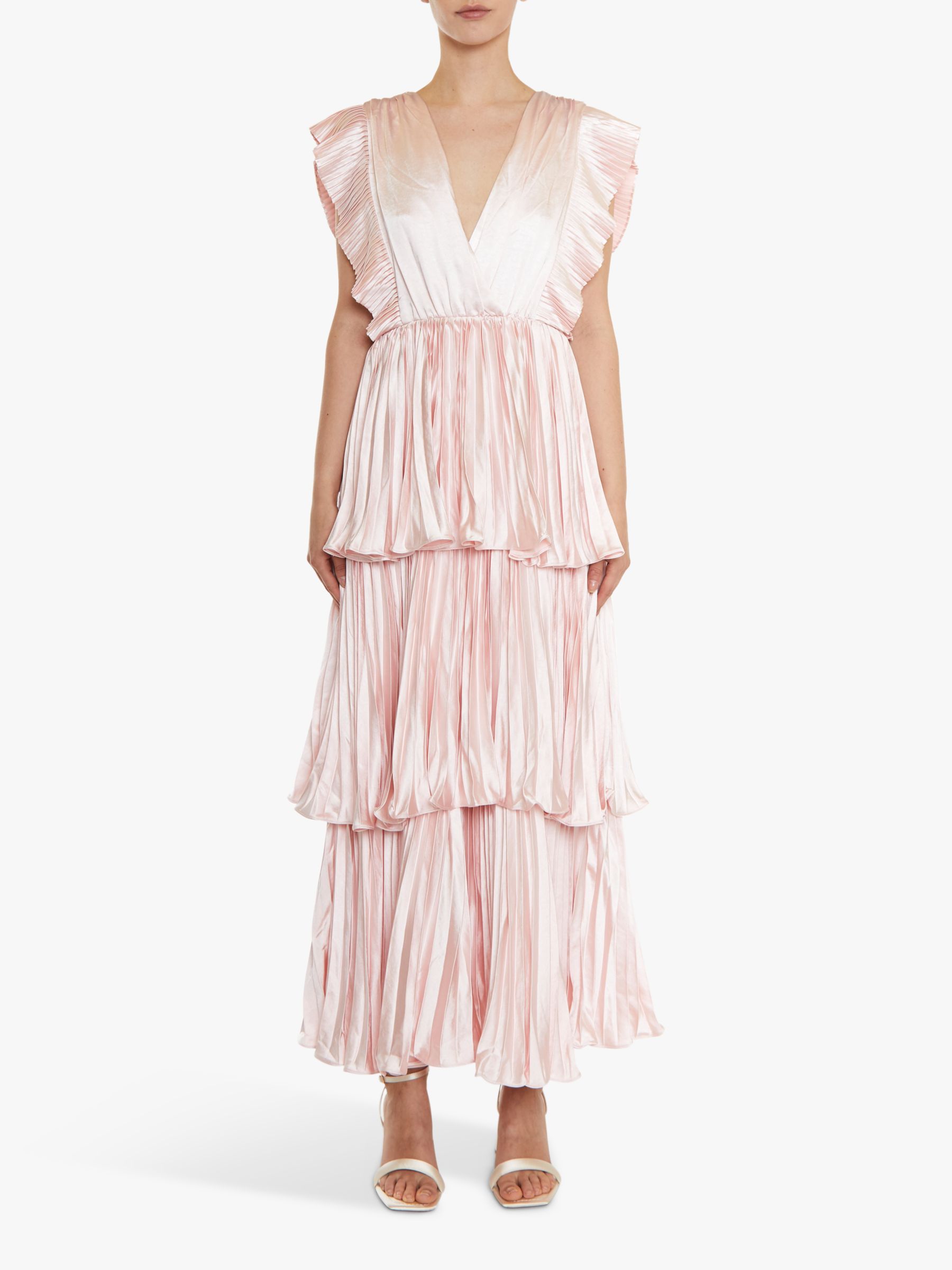 True Decadence Beatrice Tiered Maxi Dress, Pink at John Lewis & Partners