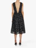 True Decadence Sloane Floral Lace Plunge Neck Skater Midi Dress, Black