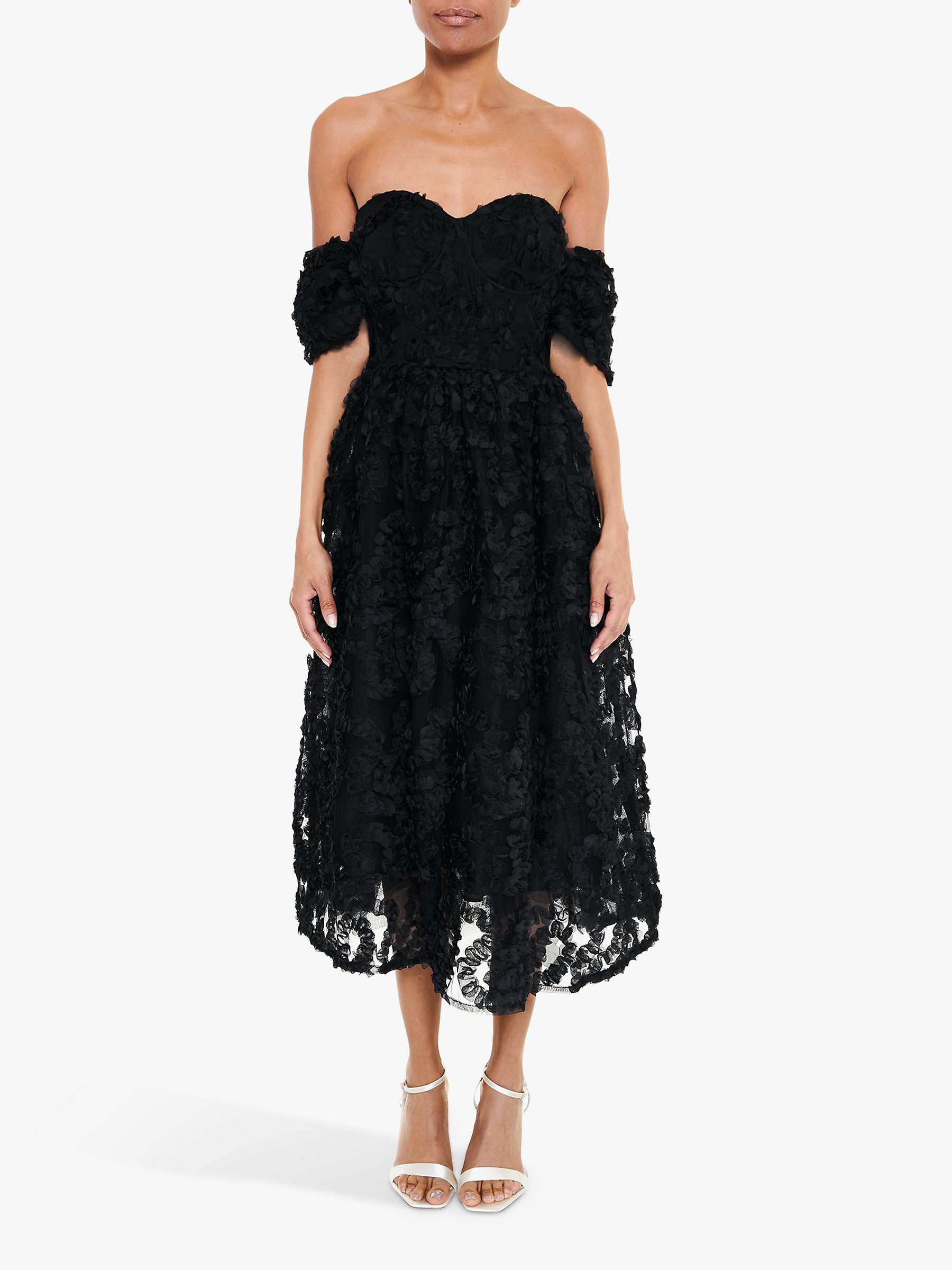 Buy True Decadence Amelia Floral Bardot Midi Dress, Black Online at johnlewis.com