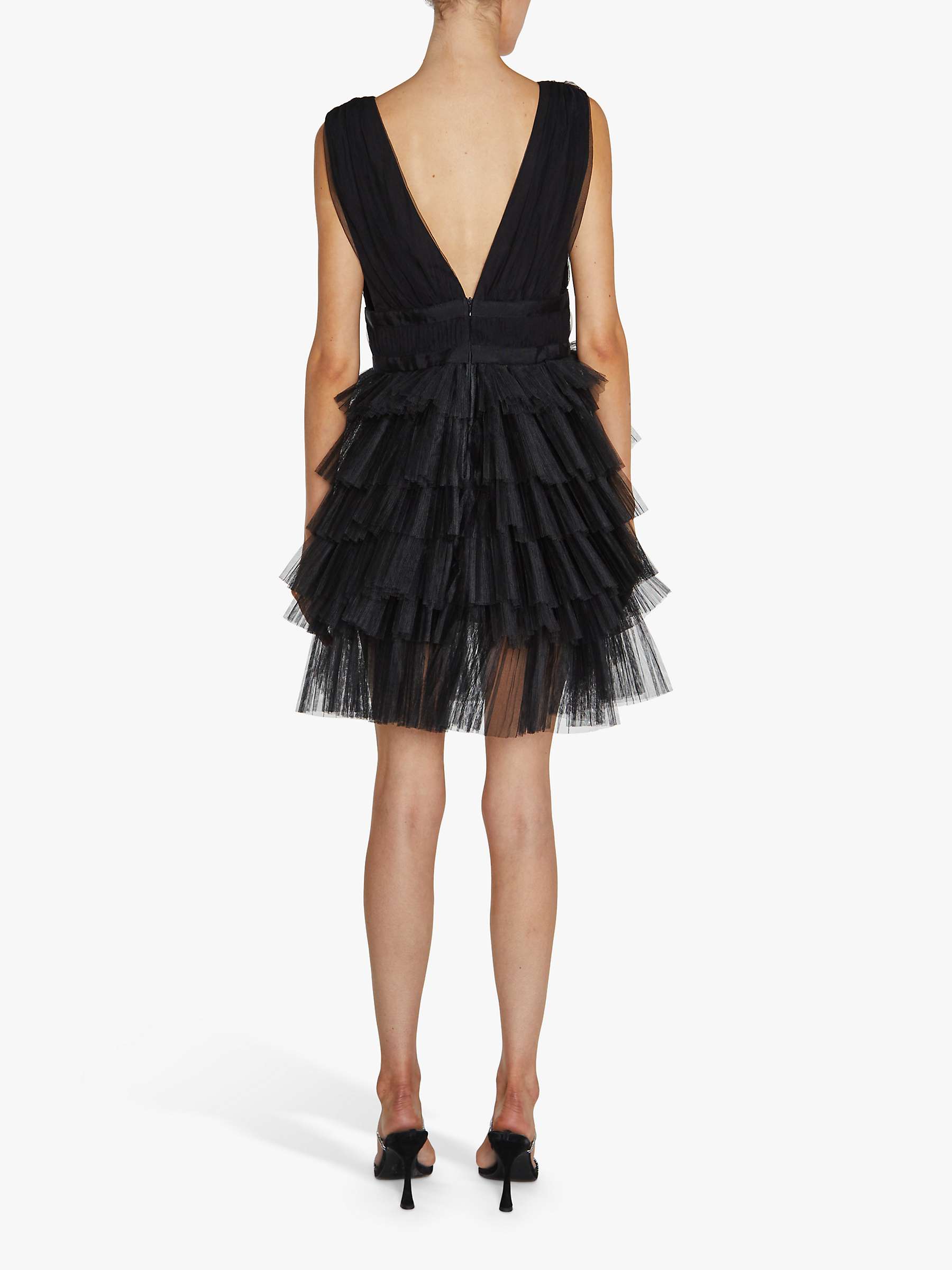 True Decadence Elle Plunge Front Tiered Tulle Mini Dress, Black at John ...