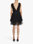 True Decadence Elle Plunge Front Tiered Tulle Mini Dress, Black