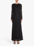 True Decadence Siena Lace High Gathered Neck Maxi Dress, Black