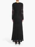 True Decadence Siena Lace High Gathered Neck Maxi Dress, Black