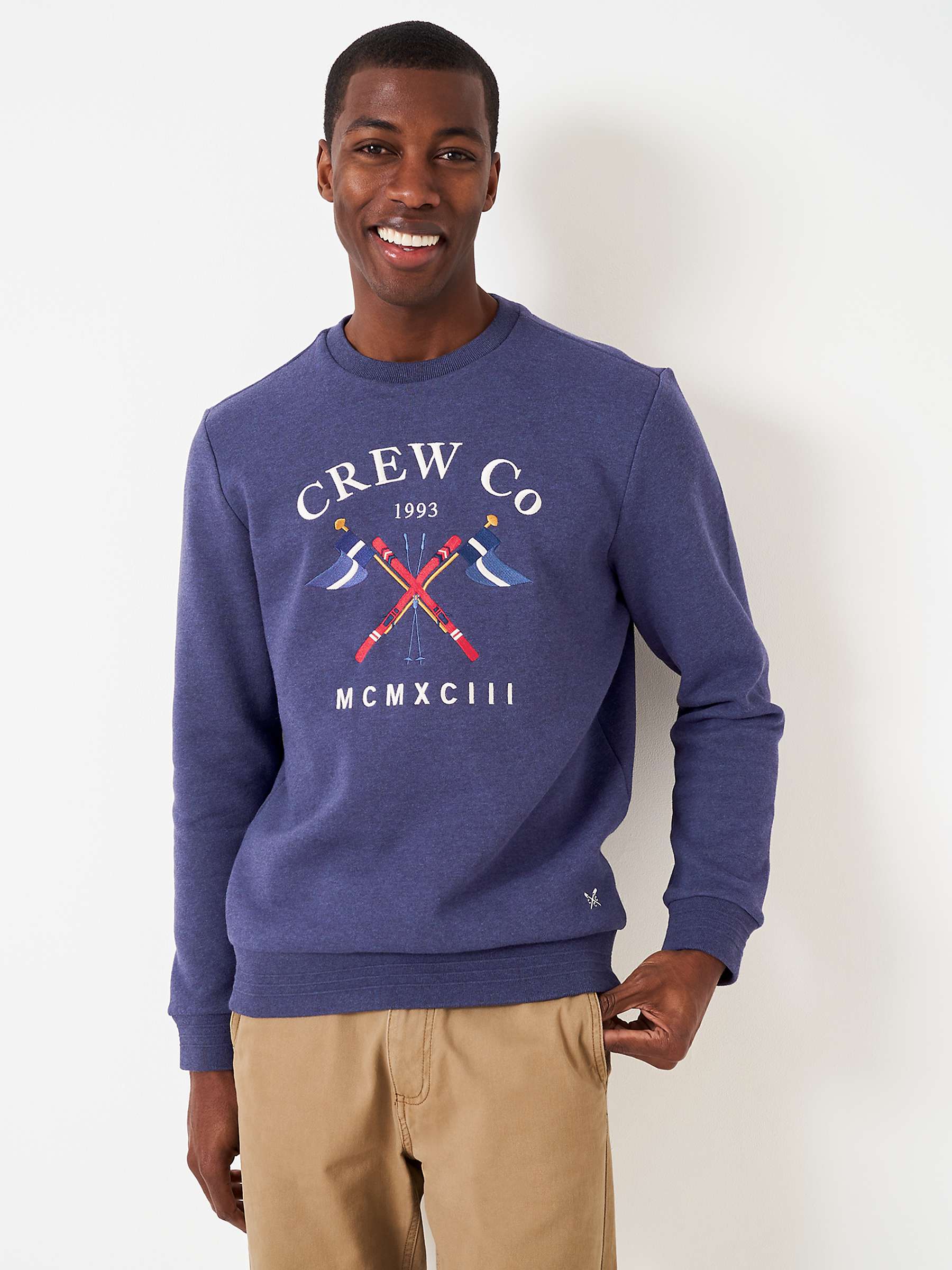 Buy Crew Clothing Graphic Crew Jumper, Blue/Multi Online at johnlewis.com