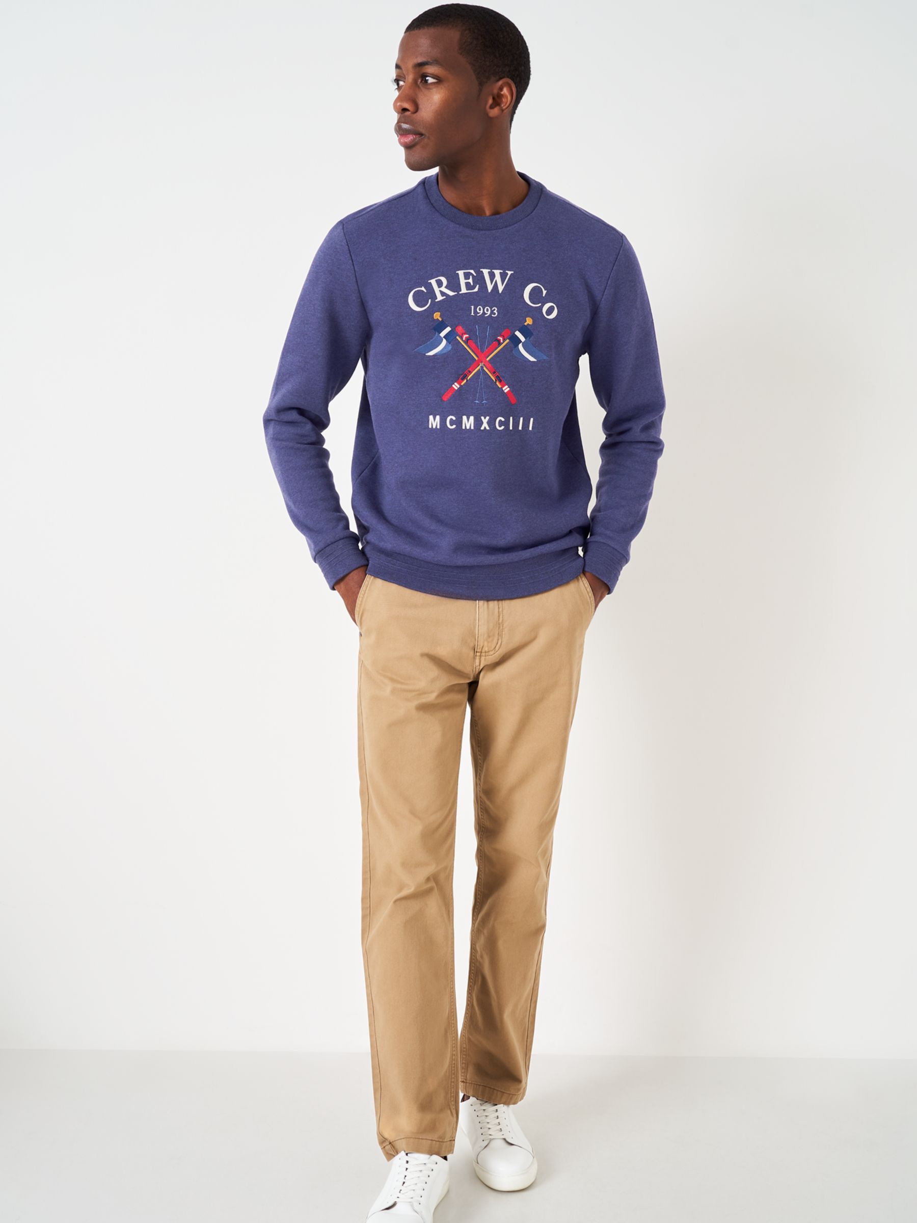 Buy Crew Clothing Graphic Crew Jumper, Blue/Multi Online at johnlewis.com